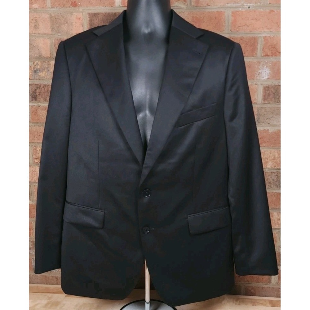 Indochino Mens 38R Blazer Solid Black Wool Cashmere‎ Jacket Sport Coat